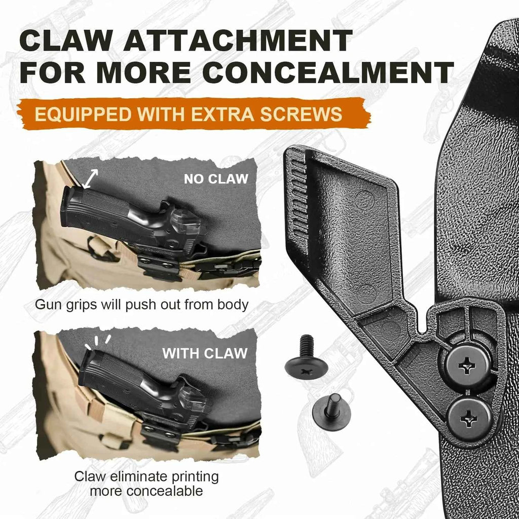Fit CZ Shadow 2 Compact/ CZ Shadow 2,IWB Kydex Right Holster,Claw,Inside Waistband Conceal Carry,Mounting sight,Lock Click Sound