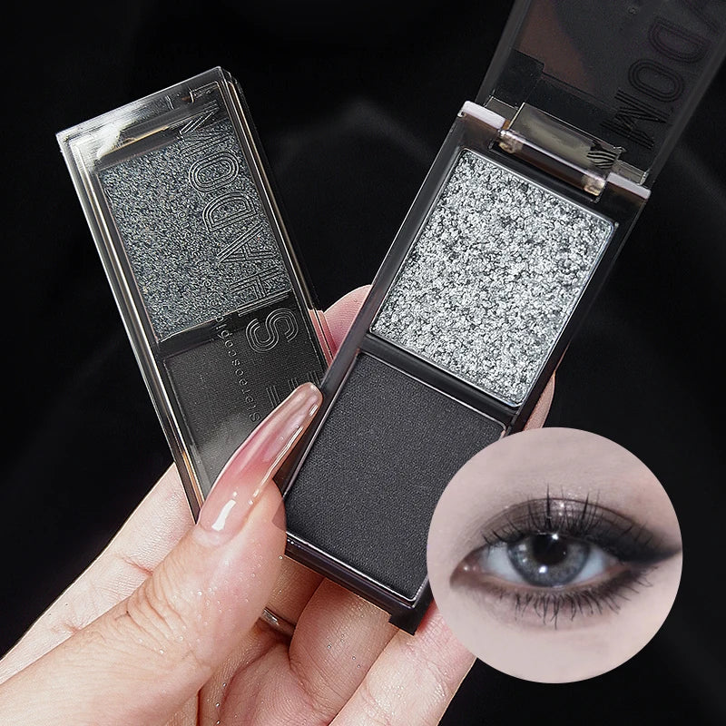 Two-color Black Red Eyeshadow Palette Multifunctional Makeup Palette Silky Matte Blood Red Eyeliner Silkworm Lower Shadow Makeup