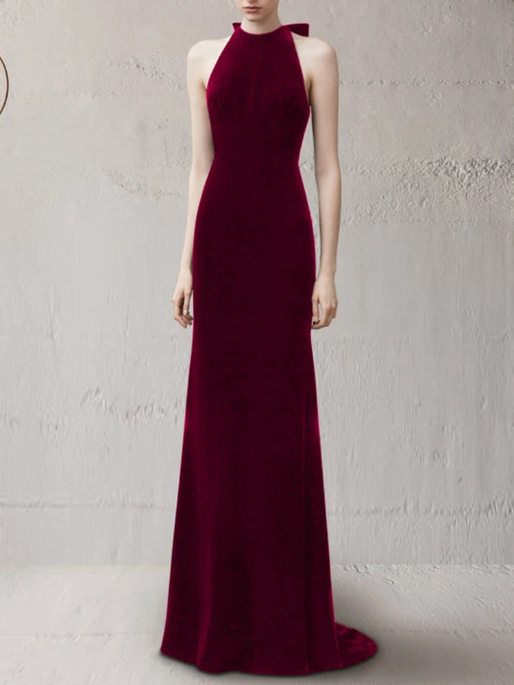 DEAT Elegant Dress Bowknot Ribbon Backless Zip Sleeveless Mermaid Women's Evening Party Dresses 2026 Spring New Fashion 35Z1299