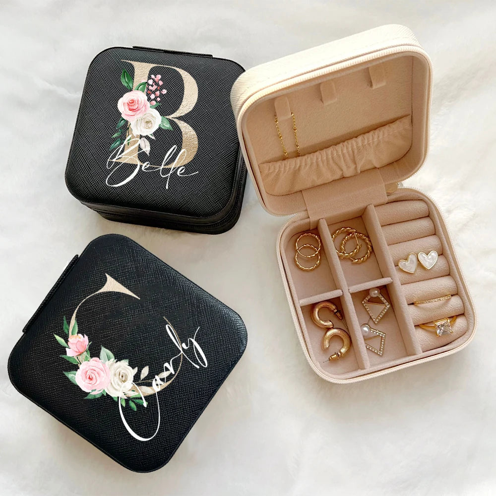 Personalized Jewelry Boxes for Girls Custom Travel Jewelry Case Portable Small Jewelry Organizer Box Bridesmaid Proposal Gifts