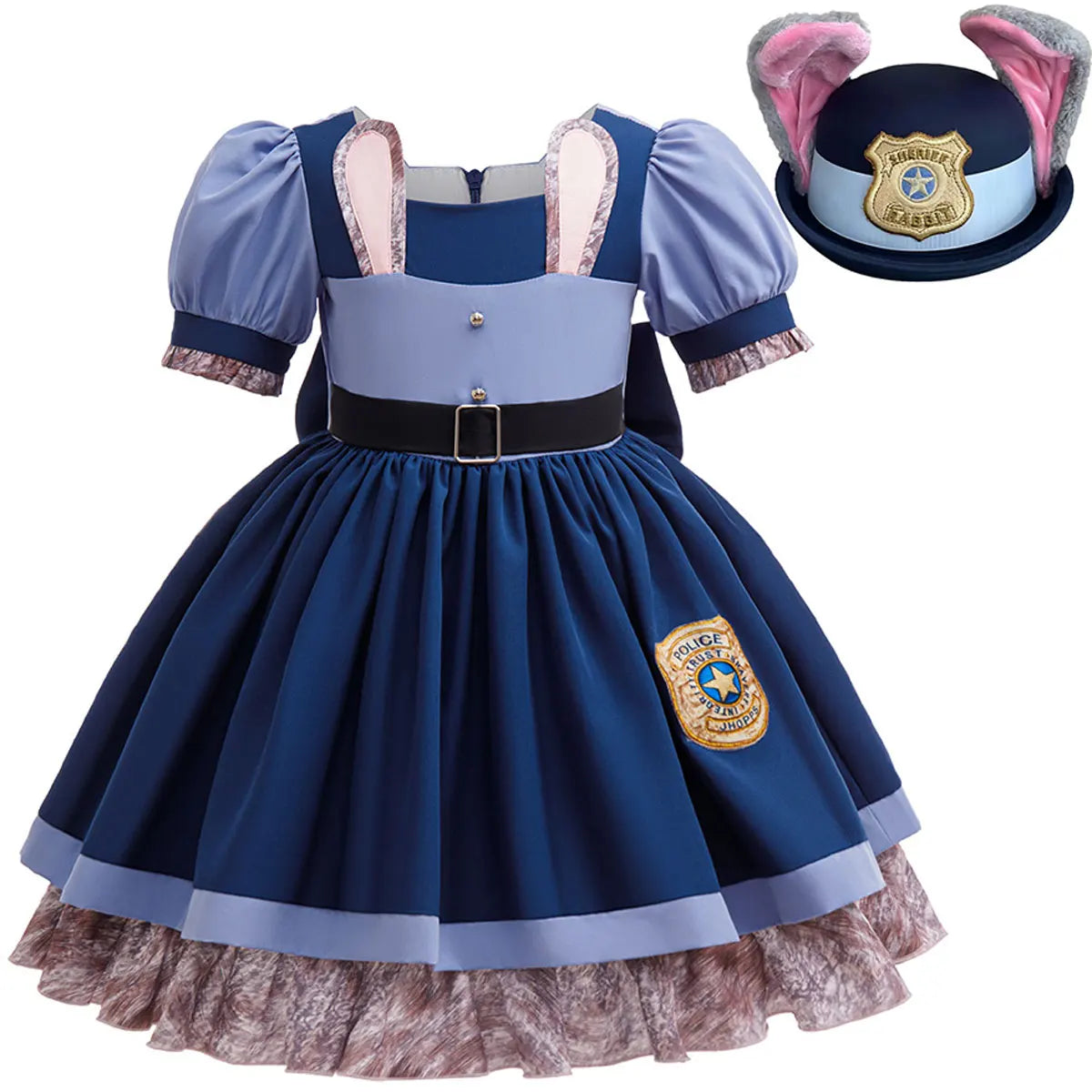 Disney Girls Cosplay Zootopia 2 Police Officer Judy Bunny Dress For Kids Holiday Party Cute Dress With Accessories Fancy Set