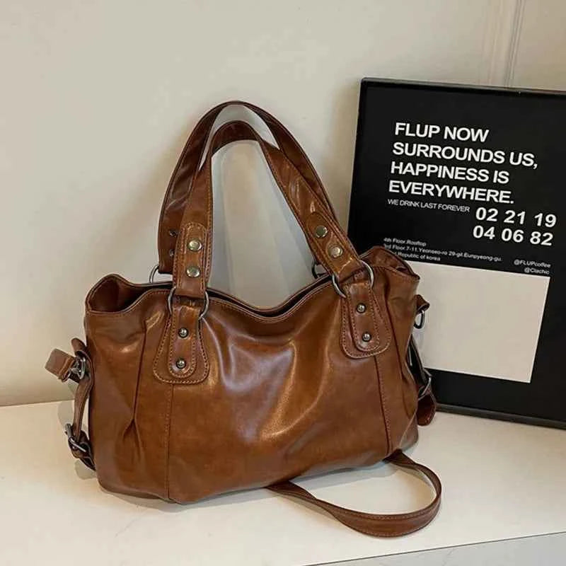 Fashion Classic Versatile Commuter Shoulder Bag Large Capacity Retro Handbags Travel Tote Bags Zipper Opening Women Shopping Bag