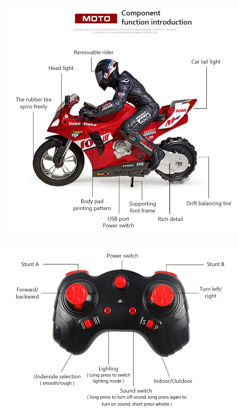 RC Motorcycles 1:6 1:10 Electric Motor RC Cars High Speed 4CH Remote Control Racing Motorcycle Drift Car Kids Xmas Festival Gift