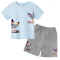 Kids T-shirt Set Colorful Letter Print Boys Girls 3-12Yrs Gift Short-sleeved+shorts 2P Round Neck Sports Casual Charming Clothes
