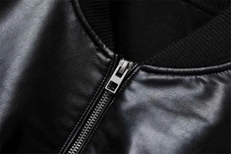 ZVRI Women's 2023 new vintage imitation leather bomber jacket coat top women's style