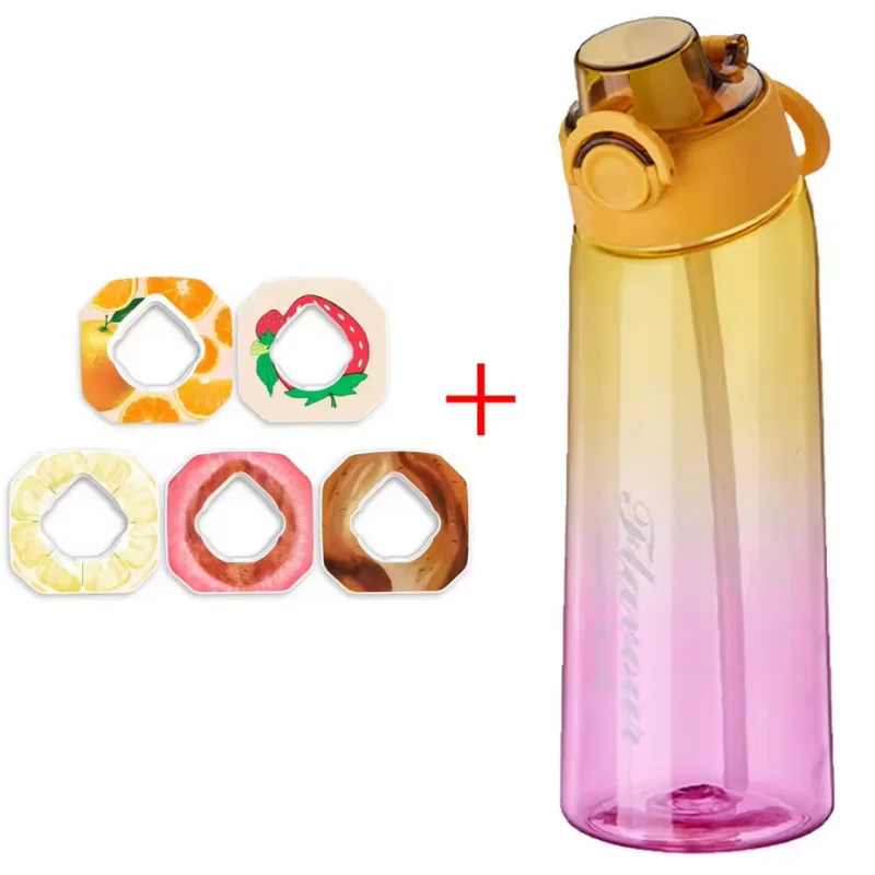 900ML Fragrant Water Bottle Air Flavored Drinking Bottle with Flavor Pods Outdoor Sports Scent Up Water Cup Straw Mug for Travel