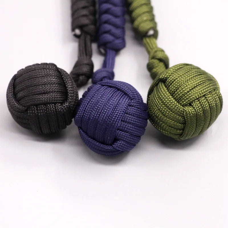 Emergency Escape Parachute Rope Woven Steel Ball Self-defense Ball Hand Woven Multifunctional Parachute Rope Woven Keychain