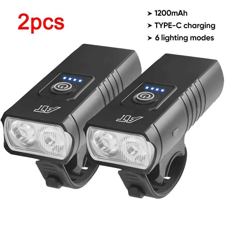 Bicycle Light T6 LED Bike Front Lamp 6 Modes Cycling Lantern Type-C Rechargeable MTB Bike Headlight Flashlight for Night Riding