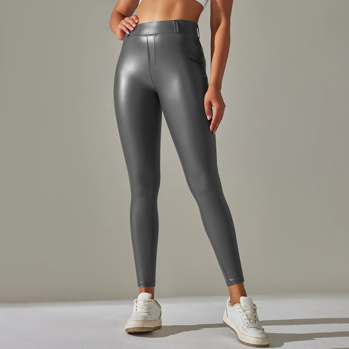 PU Leather Leggings Women Sexy Scrunch Butt Leggings Girls Faux Leather Pants High Waist Push Up Casual Leggings 6 Color