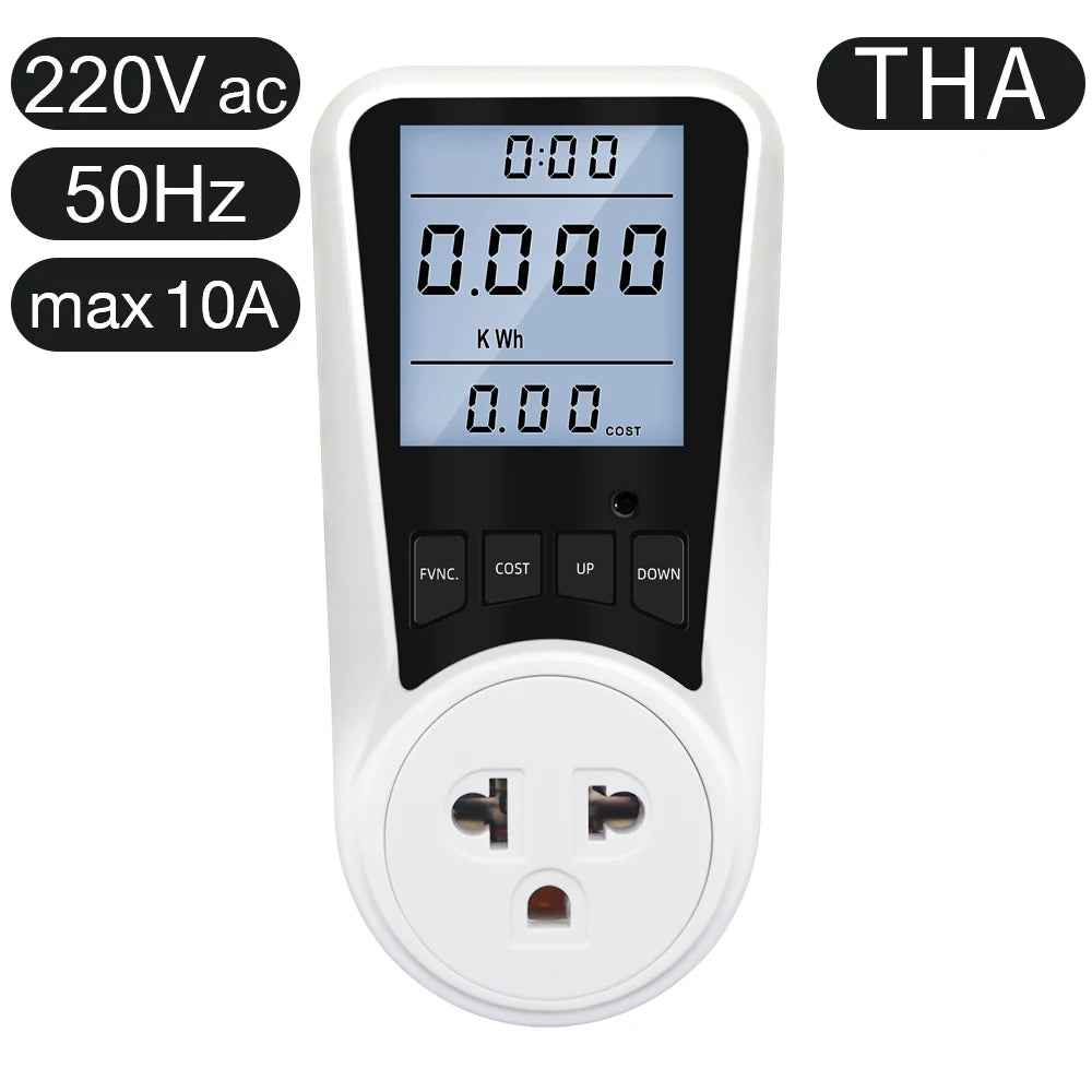 220V Digital Wattmeter AC EU Power Meter LCD Electricy Consumption Meter Socket Wattage Kwh Energy Test FR US BR Power Analyzer