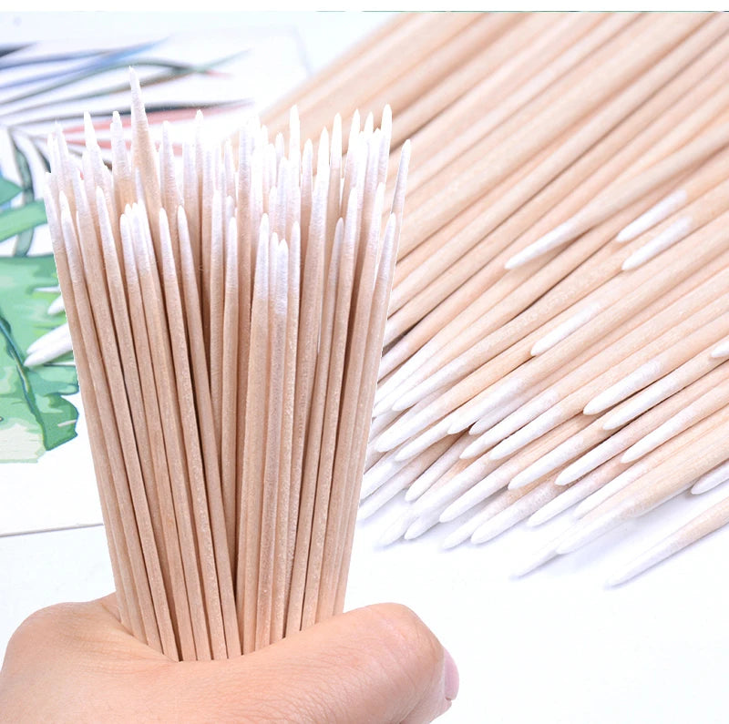 1000/200/100PCS Micro Wood Cotton Swabs Eyelash Extension Cleaning Tools Disposable Cosmetic Brush Buds for Beauty & Makeup