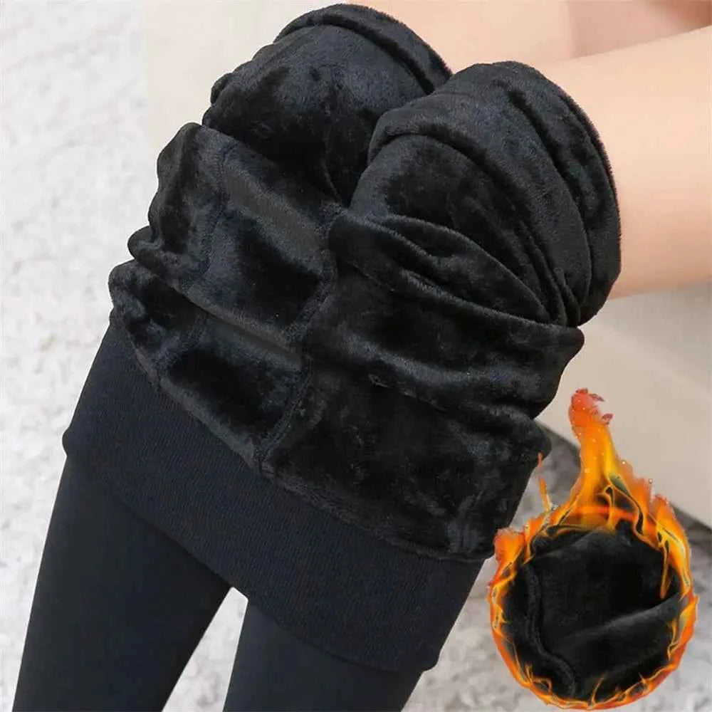 Fashion Slim Leggings Winter Thermal Thick Pantyhos Women's Clothing 8 Colors Stretch Pants Warm Tights Fluff Lined