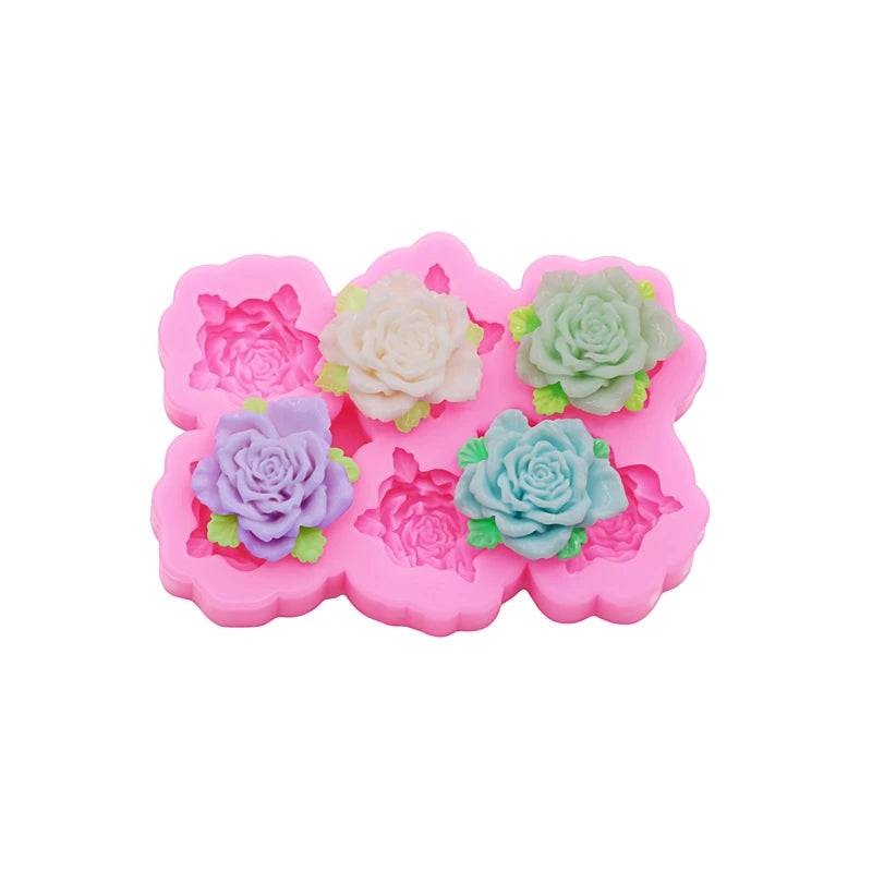 Peony Flower DIY Resin Phone Case Clay Mold 3D Peony Flower Resin Accessories Silicone Molds Flower Chocolate Fudge Cake Mold
