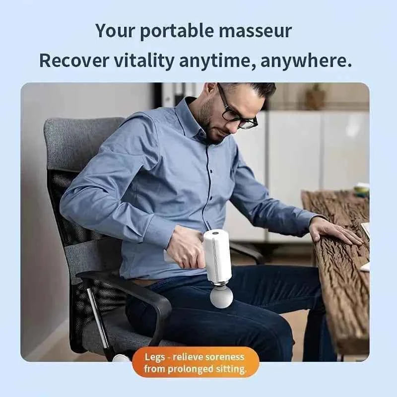 A Portable Electric Fascia Massage Gun, 4 Replaceable Massage Heads, 6-Speed Mode Adjustment, Deep Tissue Impact Muscles, Reliev