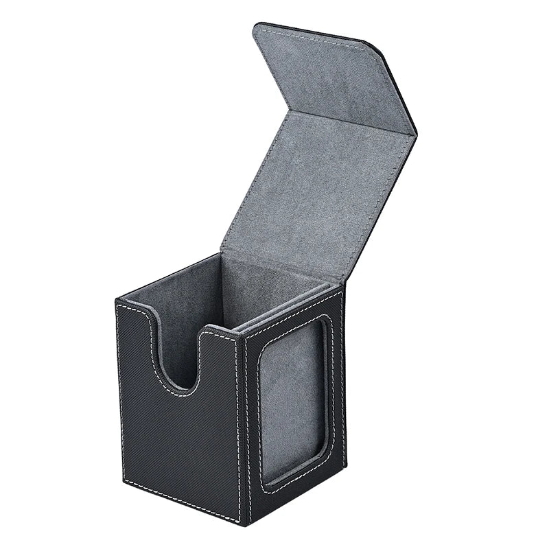 Card Deck Box,Card Storage Box holds 100+ Single Sleeved Cards, PU Leather Magnetic Closure for Magic cards TCG cards