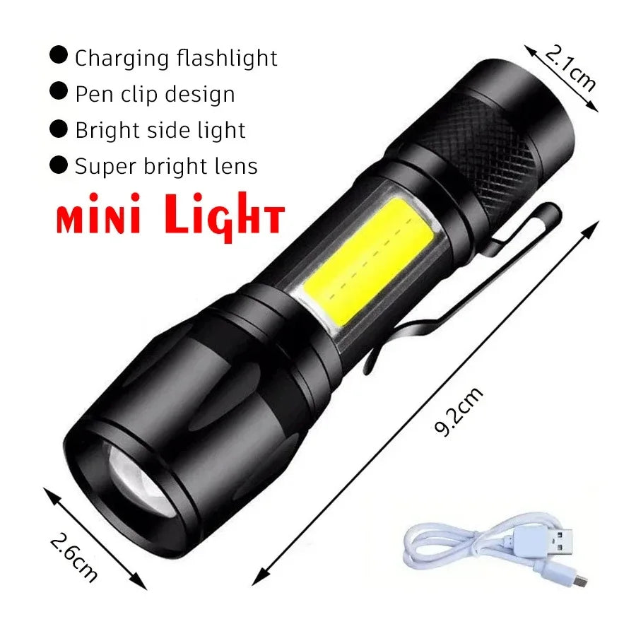 Powerful P70 Led Flashlights 5000LM Ultra Bright Tactical Light Emergency Spotlights Telescopic Zoom Light Built-in Battery