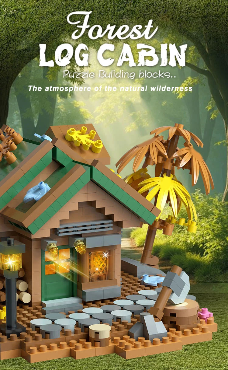 Creative street view building model building blocks forest tree house puzzle windmill tree house decoration toys