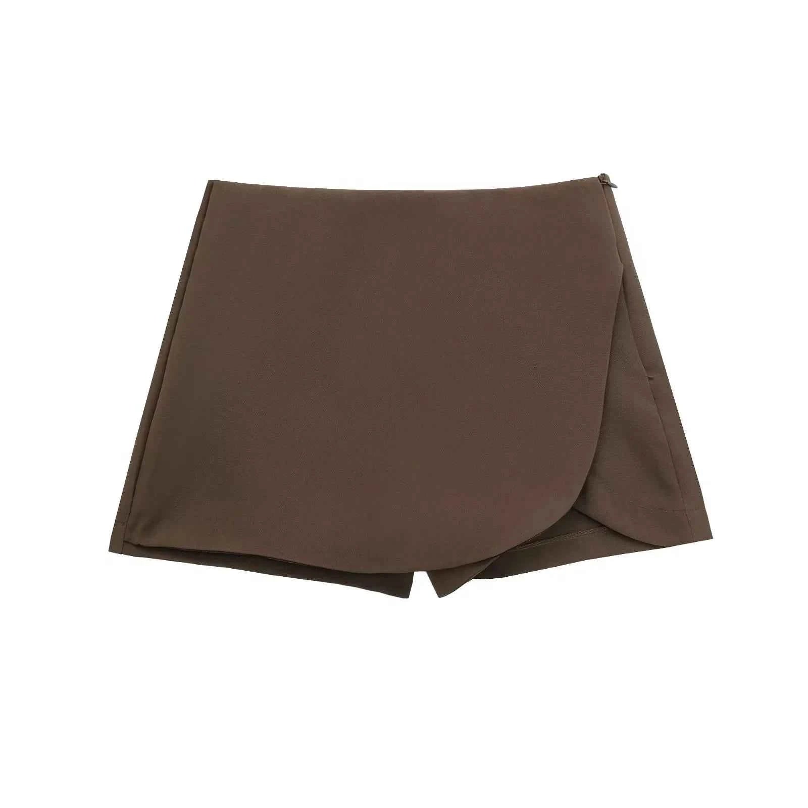 HXAO Women's Skort High Waist Brown Skirt Pants Stylish Summer Pink Black Mini Skirt Shorts Asymmetric Casual Off White Skort