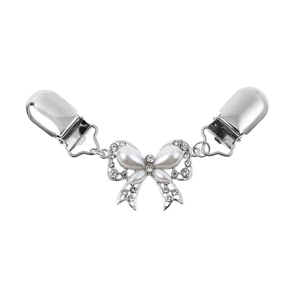 Rhinestone Clothing Metal Holder Sweater Shawl Clips Duck-mouth Plated Clasps Cardigan Collar Clip Butterfly Bow Brooches