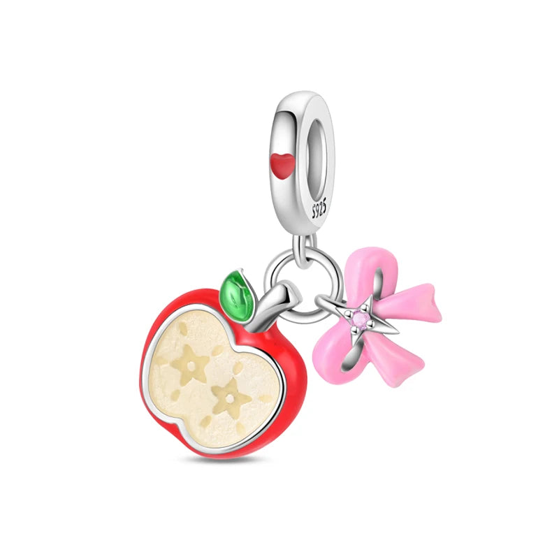 New 925 Silver Color Strawberry Cherry Fruit Series Charms Beads Fit 3mm 925 Original Bracelets DIY Birthday Jewelry Gifts