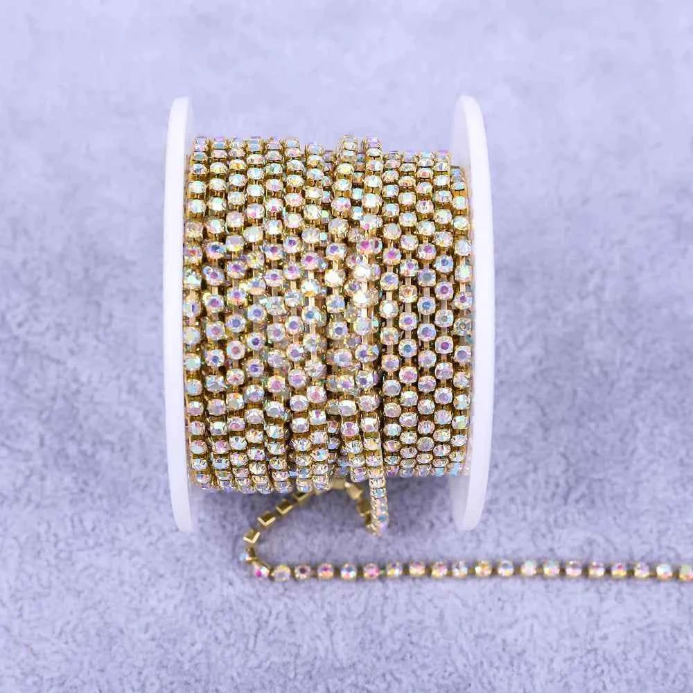 All Color Claw Chain Electrophoresi Rhinestones Trim Stone Gold Diamond Strass Decorative Applique Crystal Trimmings For Dresses