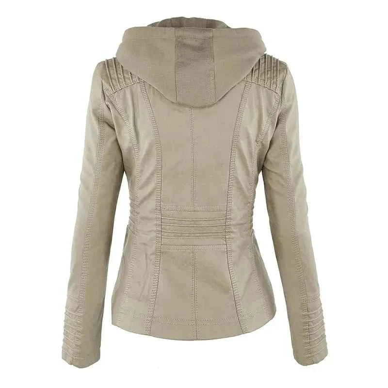 Gothic Faux Leather Jacket Women Coat 2025 Hoodies Winter Autumn Motorcycle Jacket Black Outerwear Leather PU Basic Jacket Coat