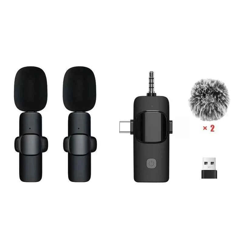 Wireless Lavalier Microphone 2.4G Audio Video Recording Noise Cancelling for iPhone iPad Android Xiaomi Samsung Live Game Mic
