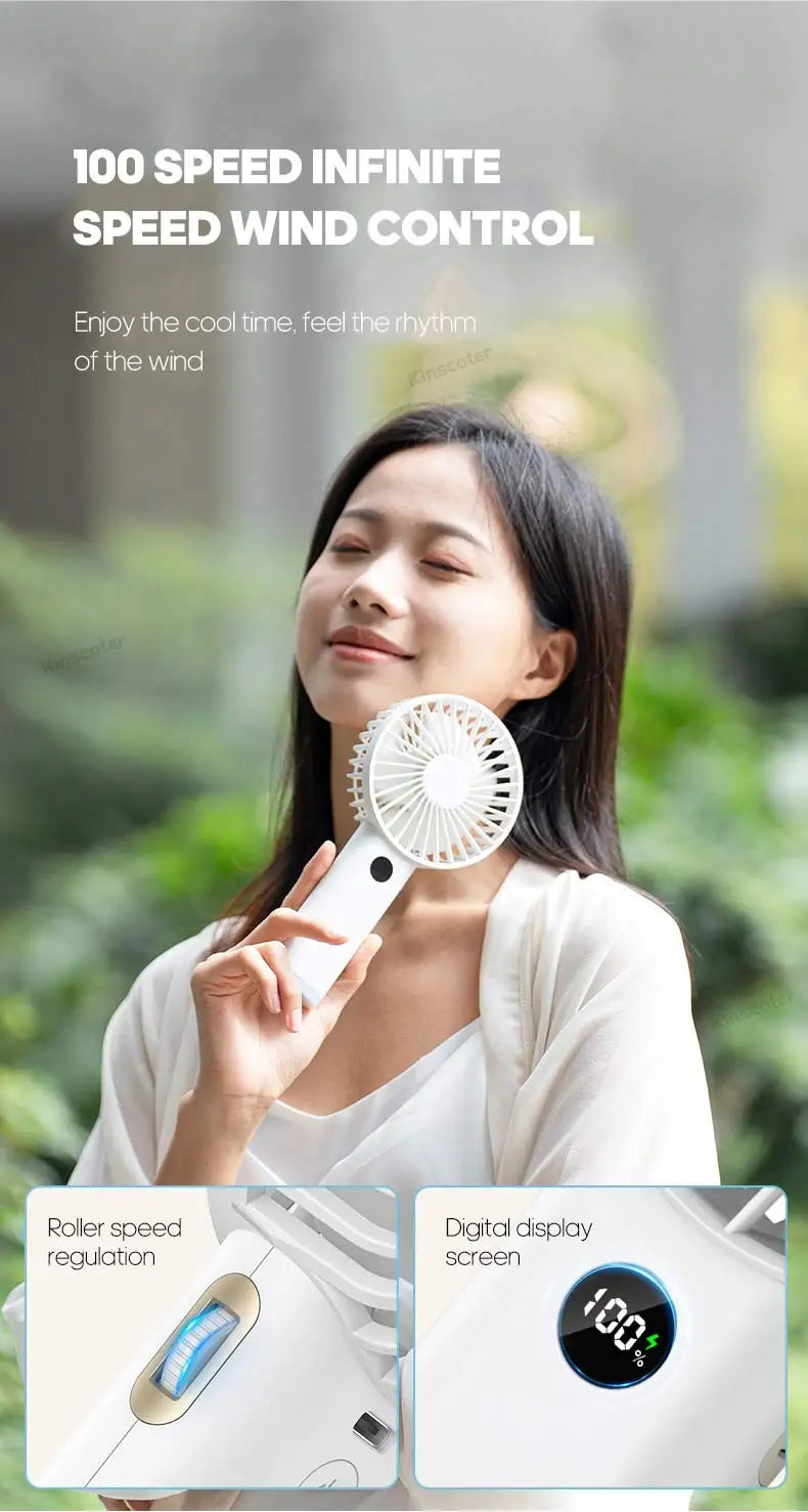 New Handheld Personal Fan Portable Mini USB Hand Fan 3600mAh Rechargeable Mini Fan with Stepless Speed Control Display Nightligh
