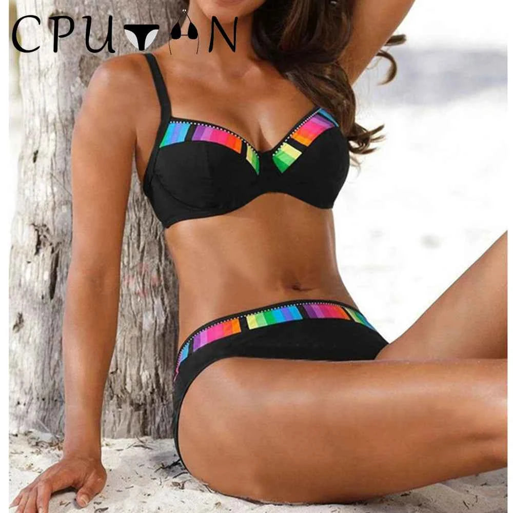 CPUTAN Vintage Bikini Set Push Up Biquini 2024 Two Piece Swimwear Women's Swimsuit Plus Size Brazilian Bathing Suit Beachwear