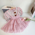 Girls Clothing Sets 2023 Summer New Girls' Cute Blossom Top+Strap Half Skirt Set Pastoral Princess Style Children Girls Clothes