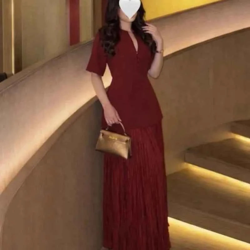 Elegant Women Patchwork Long Dress Short Sleeve O Neck Button A-Line Dresses Spring Summer Vintage Beach Vacation Casual Robes