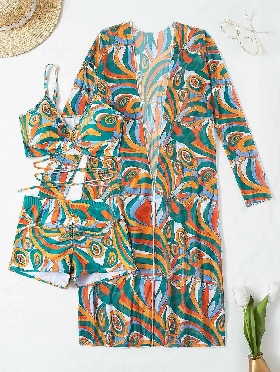Sexy Print Bikini 2026 Women High Waist Swimsuit Cover Up Swimwear Female Lady Bathing Suit Swimming Summer Beachwear
