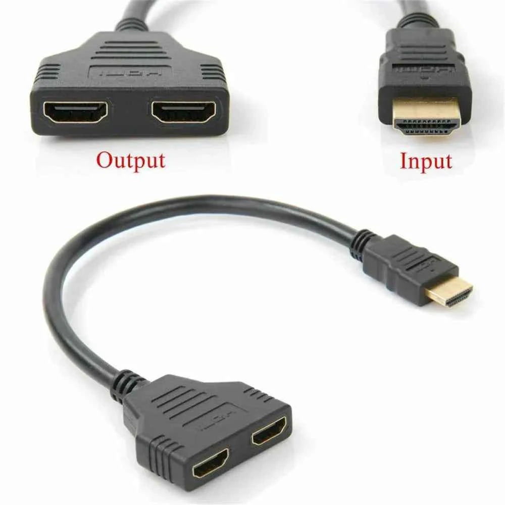 HD 1080P Dual Port 1 in 2 Out Cable HDMI Splitter Male To Female HDTV Adapter For Laptop TV Box Monitor HDMI-Compatible Splitter