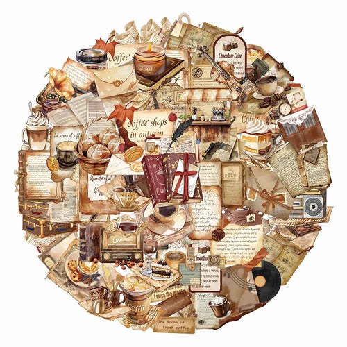 50pcs Retro Cafe Cartoon Graffiti Stickers Skateboard Water Bottle Notebook Mobile Phone Toy Decal Sticker PET Decoration