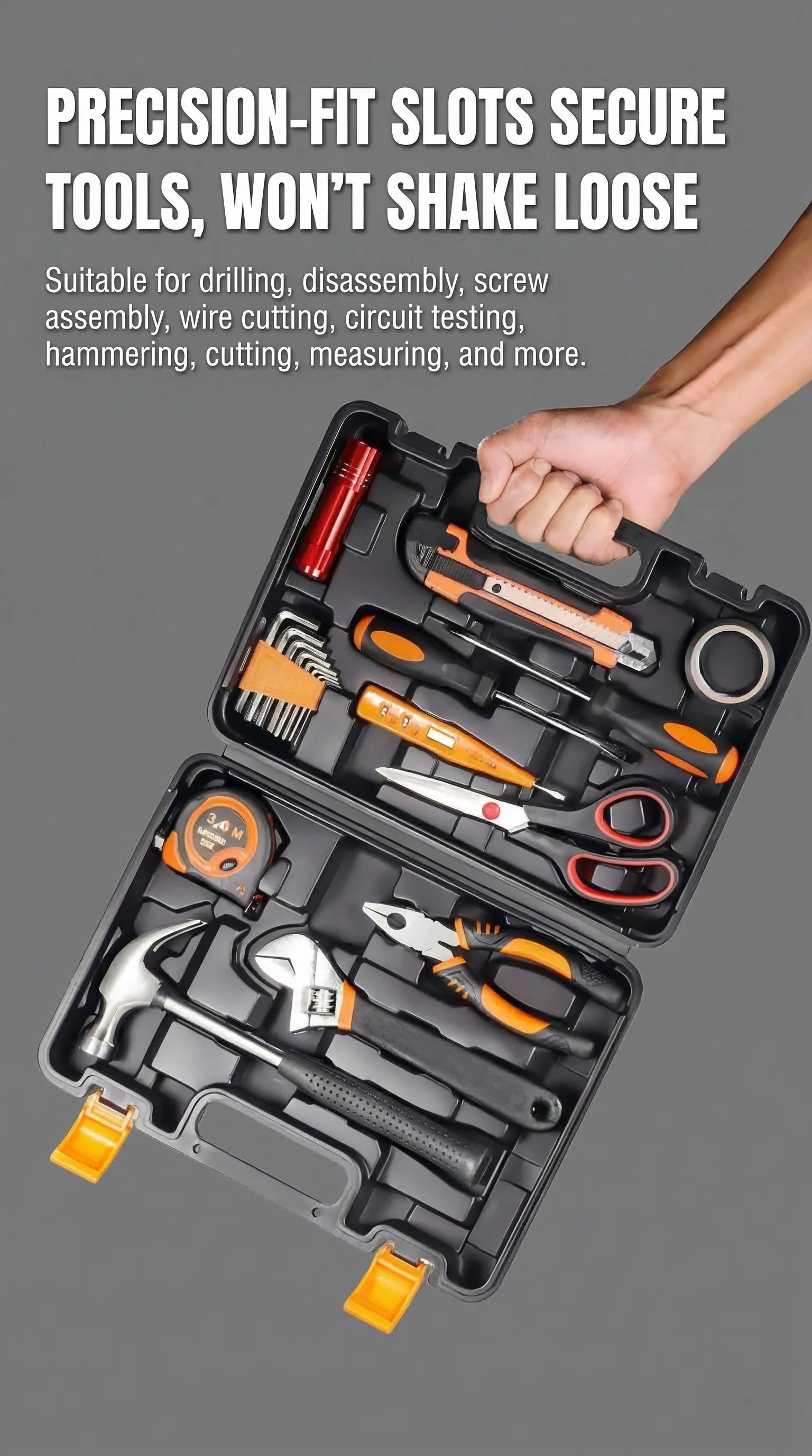 Full Set Household Tool Kit Mini Tool Set Multifunctional with Pliers Wrench Screwdriver Scissors and Combination Tools
