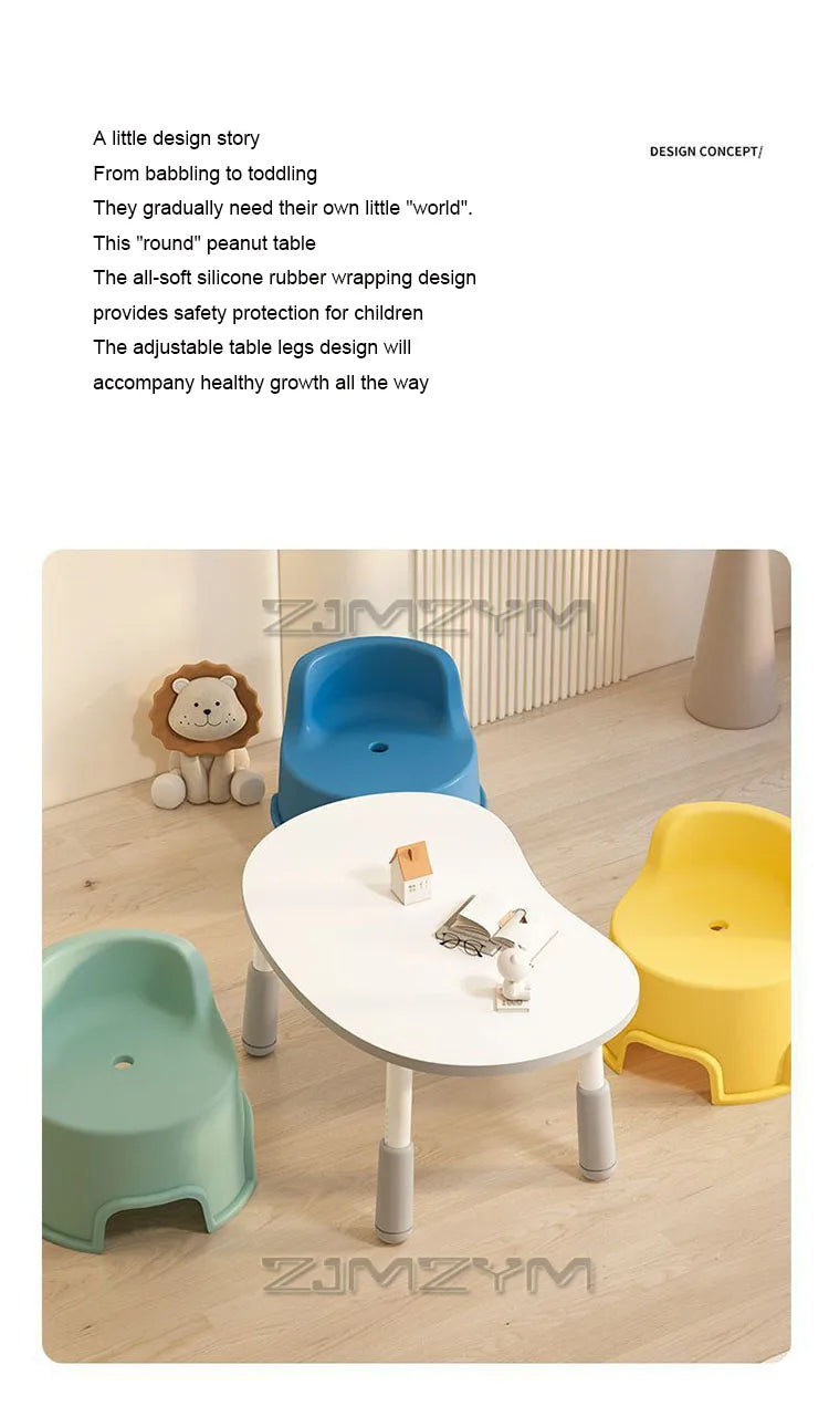 37-46cm Adjustable Baby Learning Table Anti-slip Stable Early Education Table With Round Edge Care For Baby's Safety Health Grow