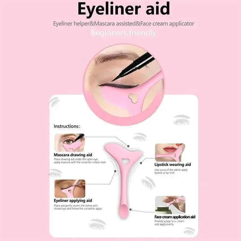 Wholesale  Multi-functional Eyeliner Stencil Wing Tips Silicone Eyeliner Aid Drawing Lipstick Wearing Aid Reusable Makeup Tools