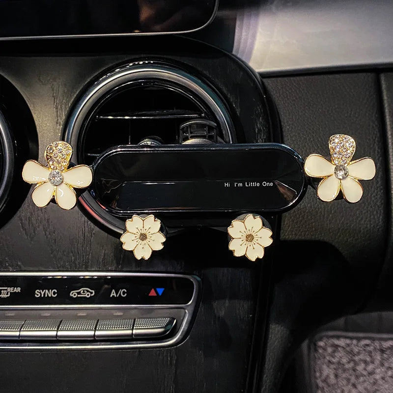 Cute Bowknot Universal Car Phone Holder Cartoon Diamond GPS Stand Gravity Bracket Auto Air Vent Clip Mount Mobile Phone Holder