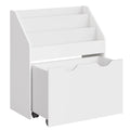 SONGMICS Kids Bookshelf and Toy Organiser, Toy Storage Chest and Bookcase with 3 Shelves, Storage Box with Wheels, Multipurpose