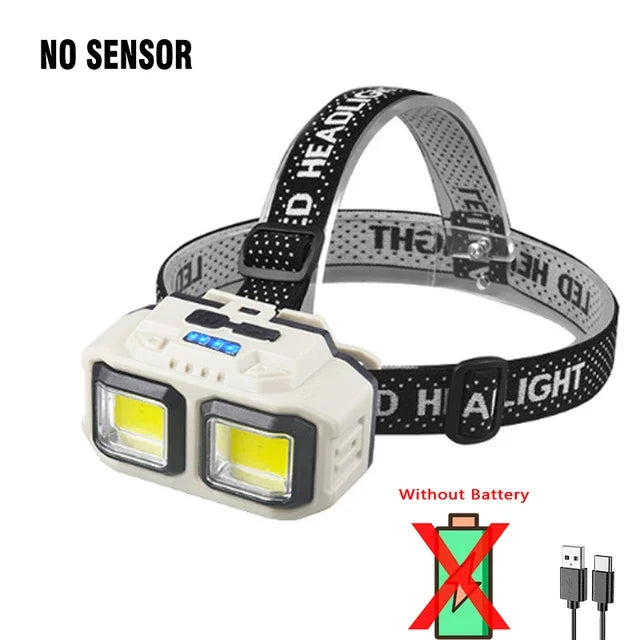 Powerful LED Induction Headlamp 4 Lighting Modes Type-C Charge Head Flashlight Outdoor Waterproof Camping Fishing Headlight