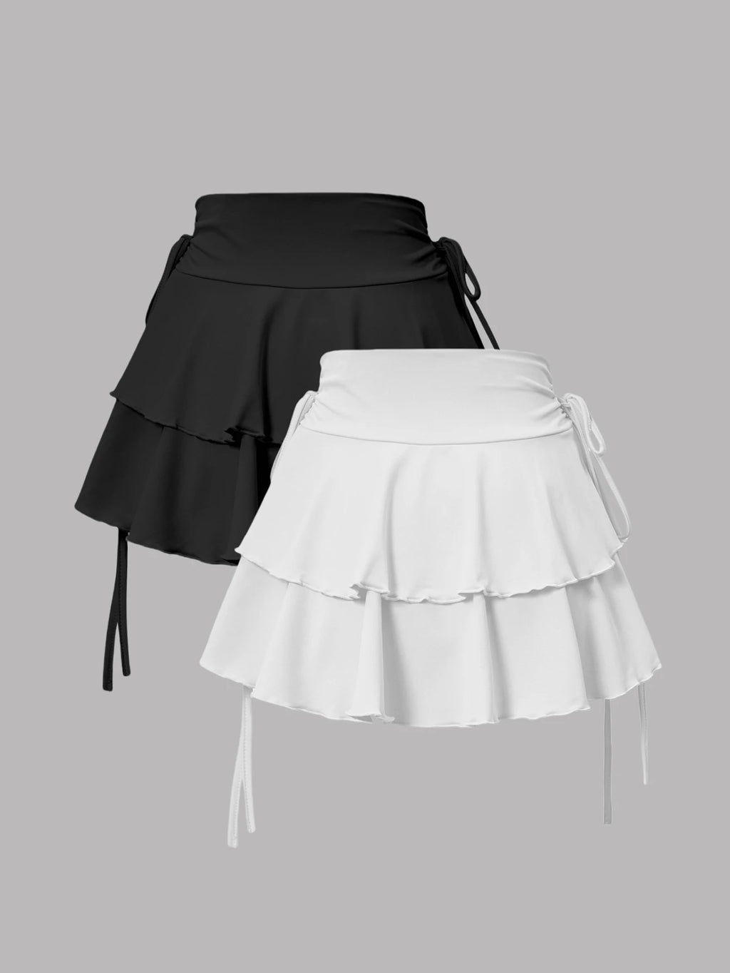 2025 New Solid Color Skirt Women Summer Fashion Outdoor Versatile High Waist Slim Fit Elastic Waist Sexy Mini Short Skirt 2Piece