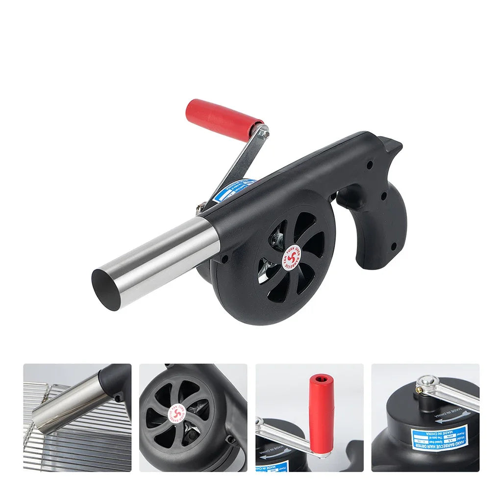220V BBQ Fan Handheld Cooking Tool Adjustable Speed Air Blower for Barbecue Grill Camping US EU Plug Portable