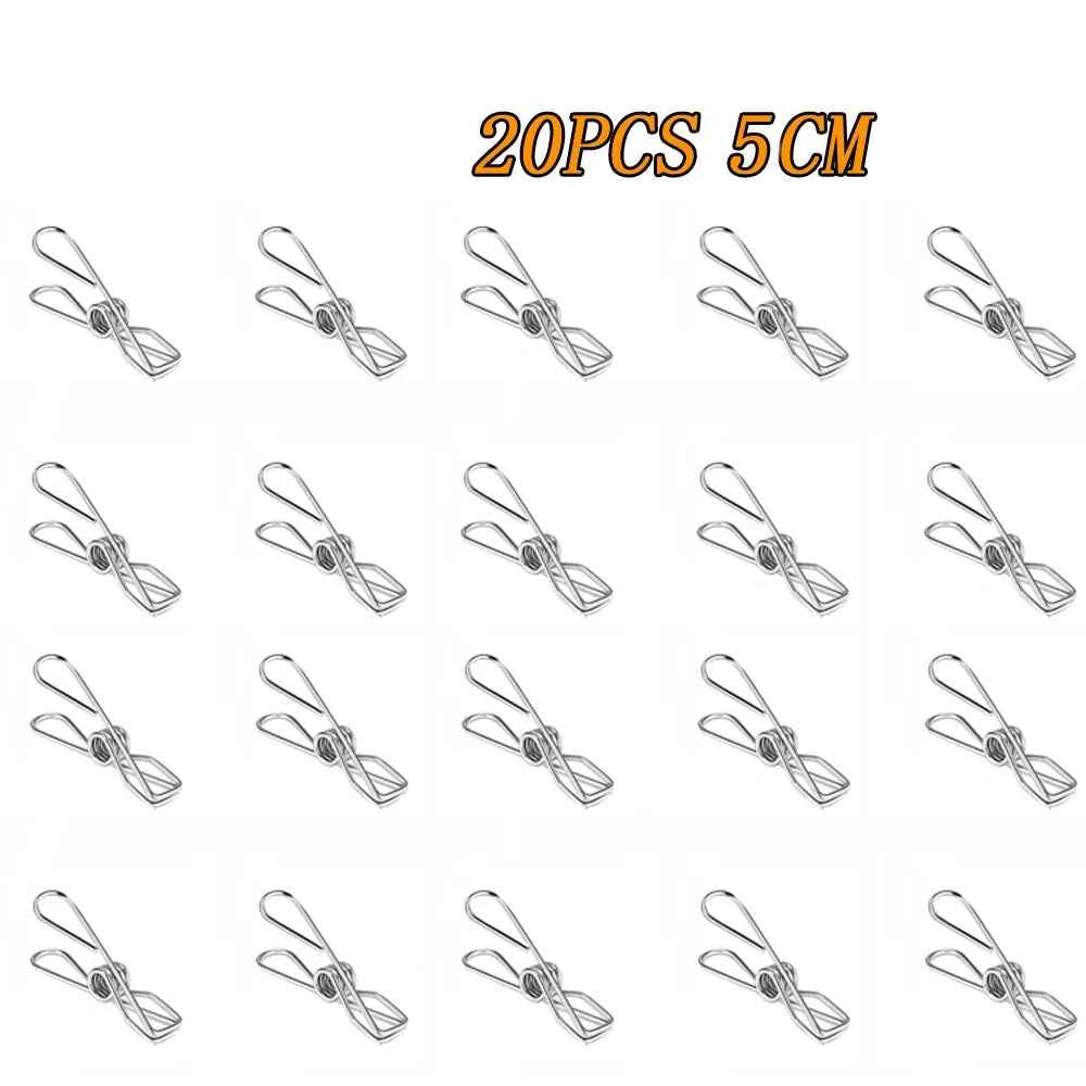 5CM 6CM Stainless Steel Clips 10/20/40 Clothes Pins Pegs Holders Clothing Clamps Sealing Clip Household Multipurpose Clothespin