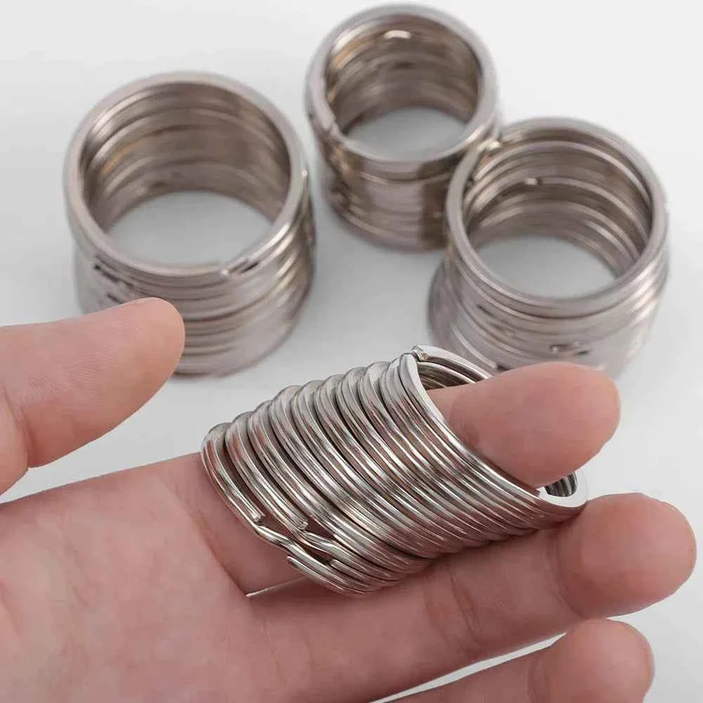 10-30pcs Stainless Steel Key Rings Polished Silver Round Flat Wire Split Key Ring for Jewellery Making Car Keyring DIY 25-35mm