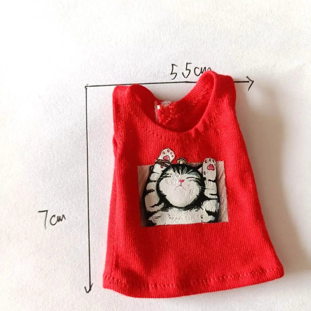 NEW Blyth Clothes T-Shirt Vest   Cute Cat print Vest clothes for Blyth, Momoko, Obistu, Licca , FR 1/6 Dolls Accessories