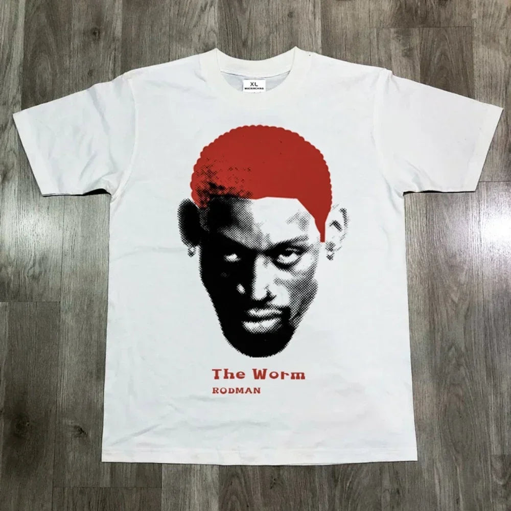 Fashion Men Women T-shirt Rodman American Street Big Head Crew Neck Short Sleeve Cotton T-Shirt Loose Street Wear Tops Clothing