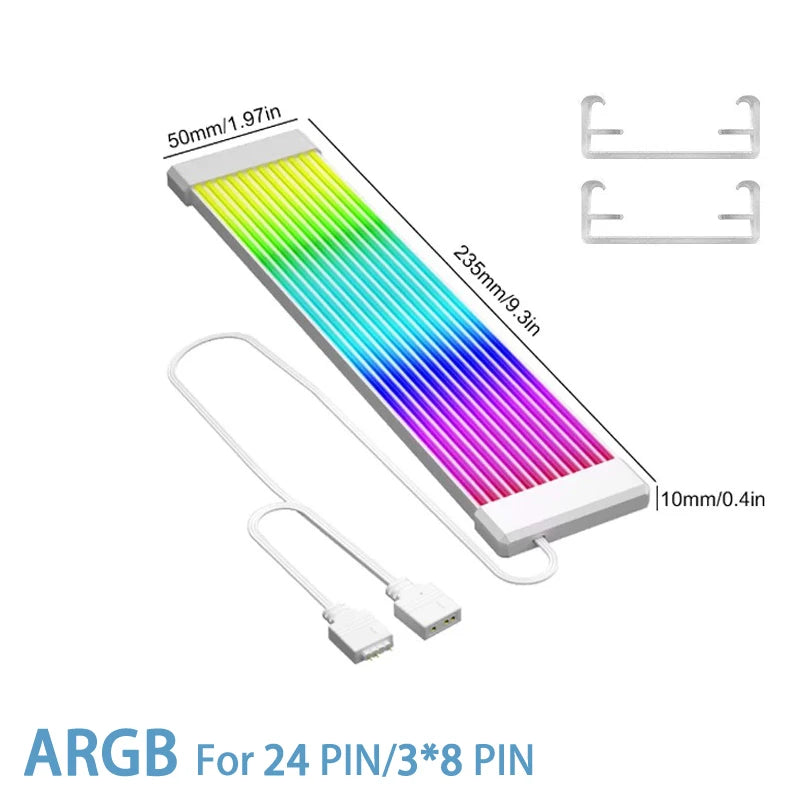 Computer Case Bendable ARGB Light Board,Suitable For Graphics Card 24pin/8pin/2x8pin/12VHPWR/Motherboard Decorative light strip