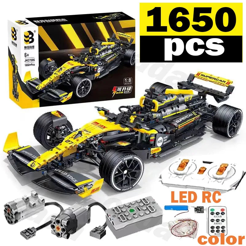 MOC Technical JKC7205 Racing 1:8 Racing Driver 27 Building Block Remote Control Lighting Racing Renault F1 Toy Kids Gift