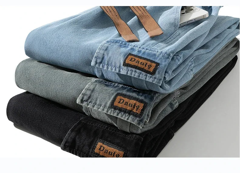 2026 New Wide Leg Washing Jean Pants Men Trousers Neutral Solid Color Loose Casual Fashion Pocket Cargo Pants Big Size 8XL