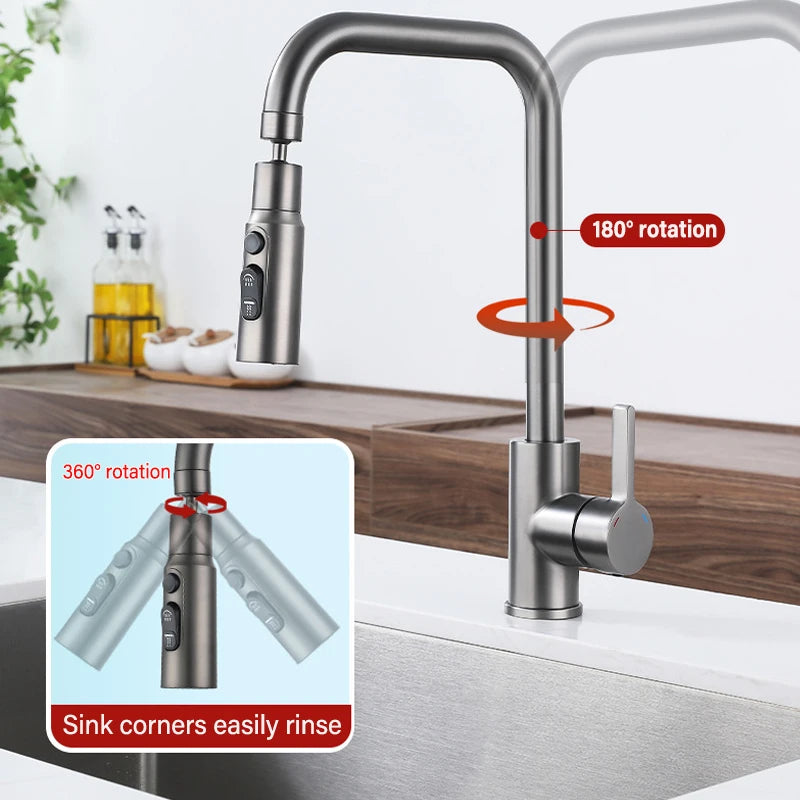 Kitchen Faucet Extender Boosting Splash Prevention 360° Rotable Faucet Three Modes Water Saver Home Extended Shower Spray Filter